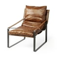 thumbnail image 1 of Mercana Hornet I Brown Leather Unibody Seat w/ Black Metal Frame Accent Chair, 1 of 8