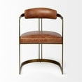 thumbnail image 1 of Mercana Hoskins I Brown Leather Seat Gold Iron Frame Dining Chair, 1 of 9