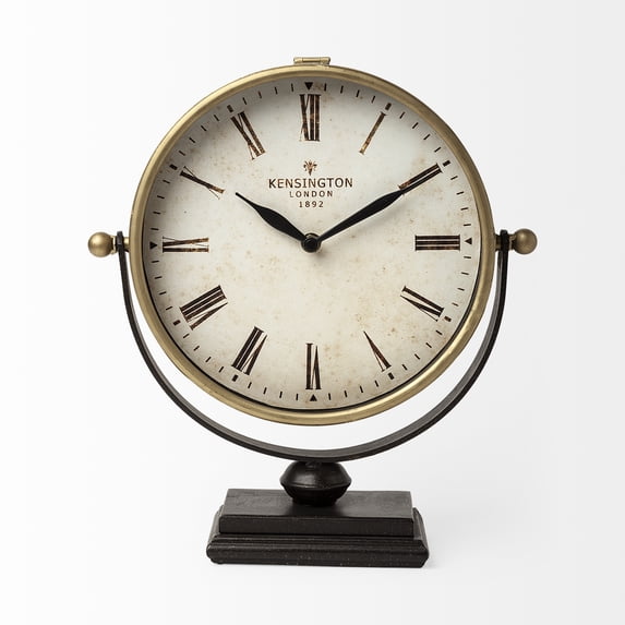 Mercana Houston Gold Metal Half-Moon Base Table Clock