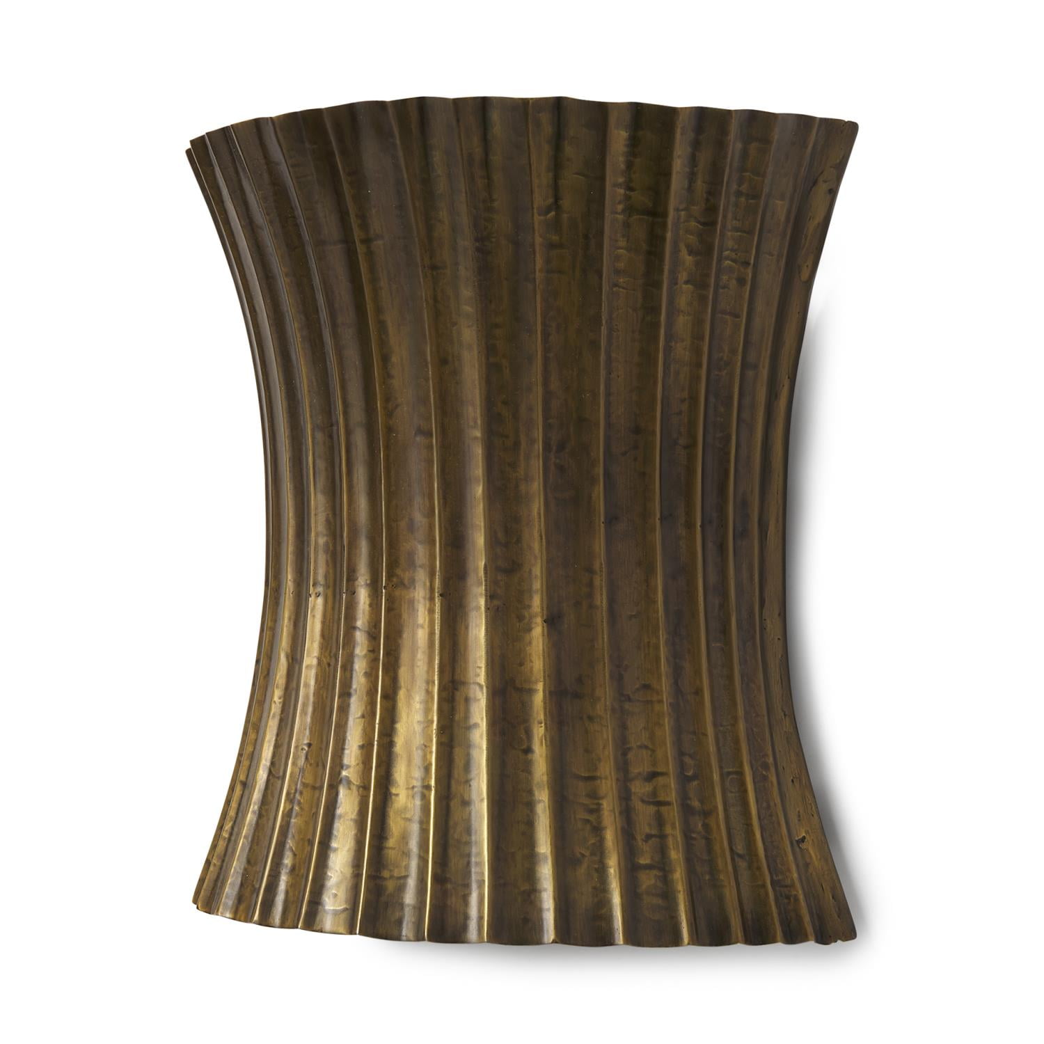 Large Gold Ribbed Metal Direct Wired Wall Sconce