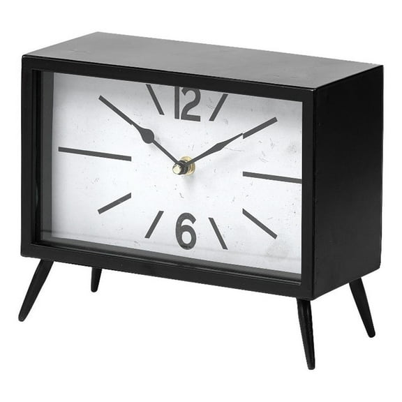 Mercana Lita Black Metal Rectangular Vintage Styled Table Clock