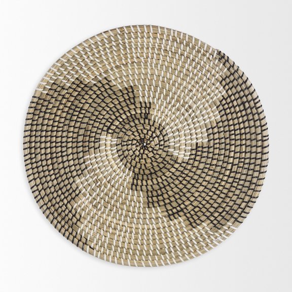 Mercana Luna Large Light Brown Seagrass Round Wall Hanging Plate