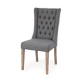 thumbnail image 1 of Mercana Mackenzie II Gray Plush Covering Brown Solid Wood Base Dining Chair, 1 of 7
