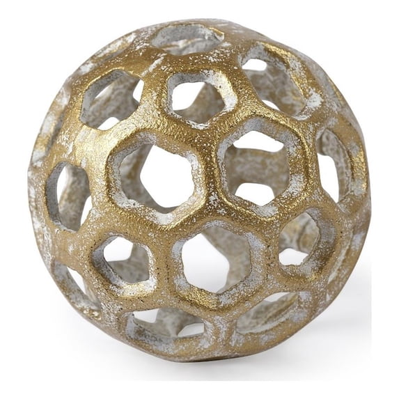 Mercana Moyer I Small Gold Metal Hollow Decorative Orb 68604