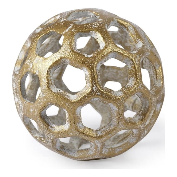Mercana Moyer I Small Gold Metal Hollow Decorative Orb 68604