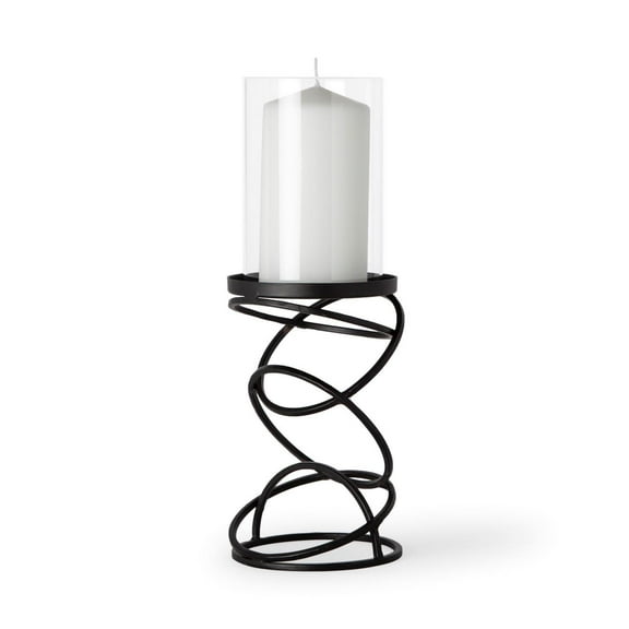Mercana Omega I Small Black Metal Stacked Ring Table Candle Holder