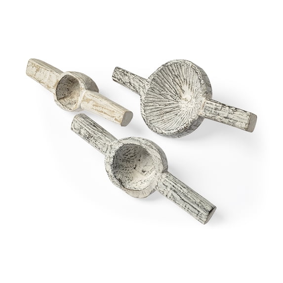 Mercana Oro (Set of 3) White Wood Tribal Inspired Decorative Measuring Cups