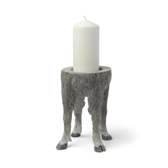 Mercana Pan Large Gray Ceramic Hoofed Table Candle Holder