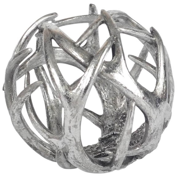Mercana Ramus IV 7" Silver Resin Horn Inspired Decorative Orb