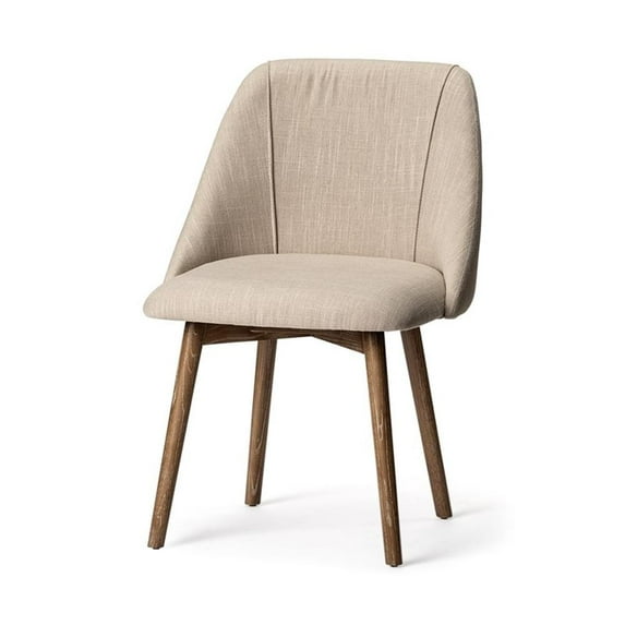 Mercana Ronald I Cream Fabric Wrap Brown Wooden Base Dining Chair (Set of 2)