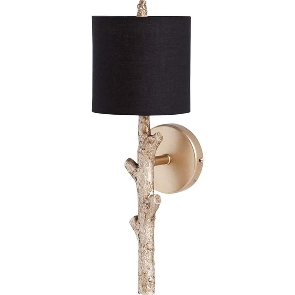 Mercana Sabinal II Resin Tree Branch Fabric Shade Wall Sconce in Gold
