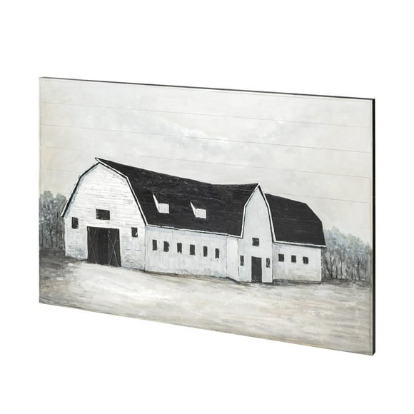 Mercana Sawmill Creek Ii 60X40 Farmhouse Barn On Wood Oil Painting in White