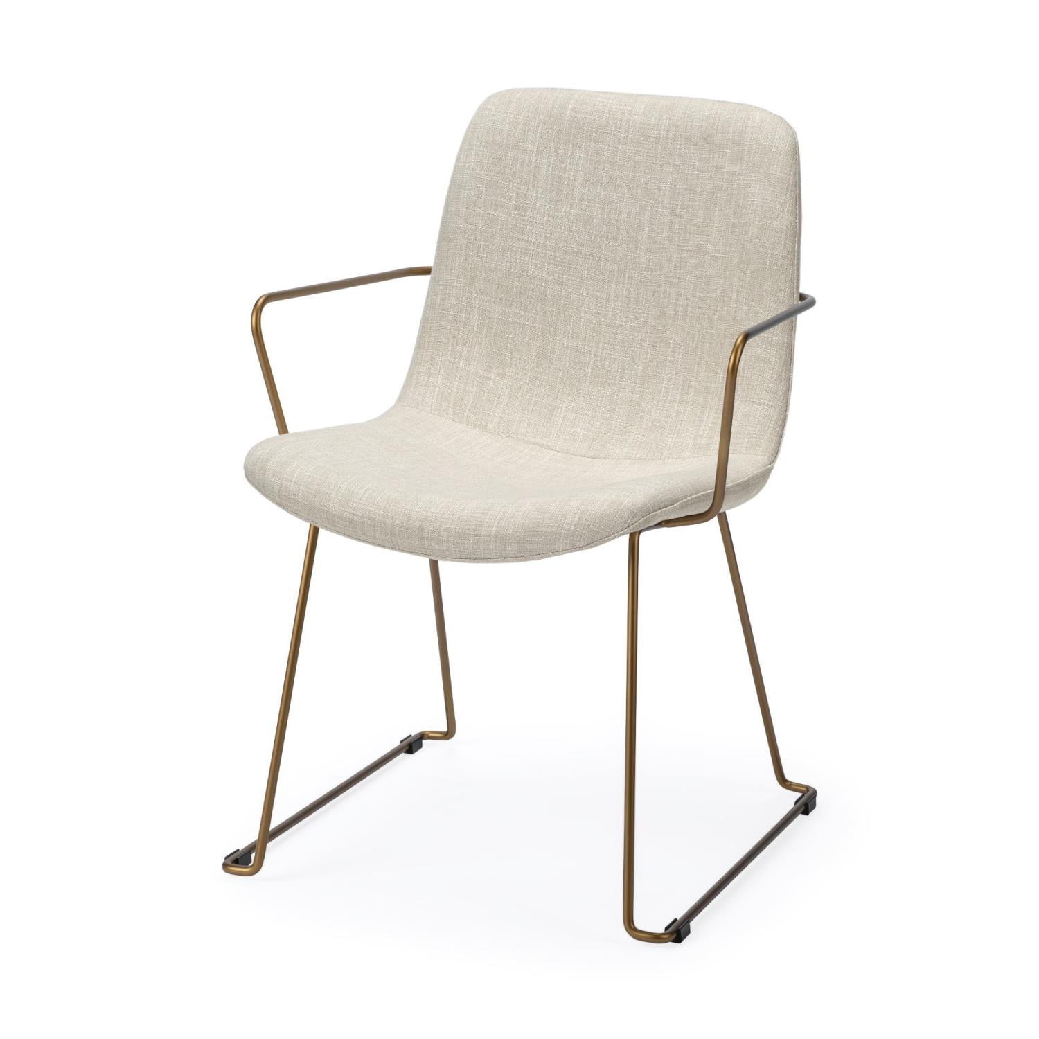 Cream Fabric Wrap With Gold Metal Frame Dining Chair Cream Fabric Wrap With Gold Metal Frame Dining Chair