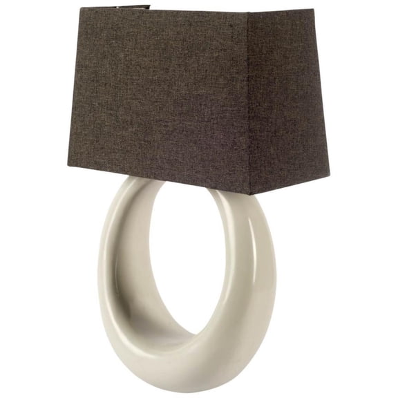 Mercana Scarlett II 6x19 Brown Fabric Shade Cream Circular Base Wall Sconce