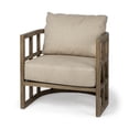 thumbnail image 1 of Mercana Skylar II Tan Fabric Covered Cushioned Demi-Lune Wooden Frame Chair, 1 of 5