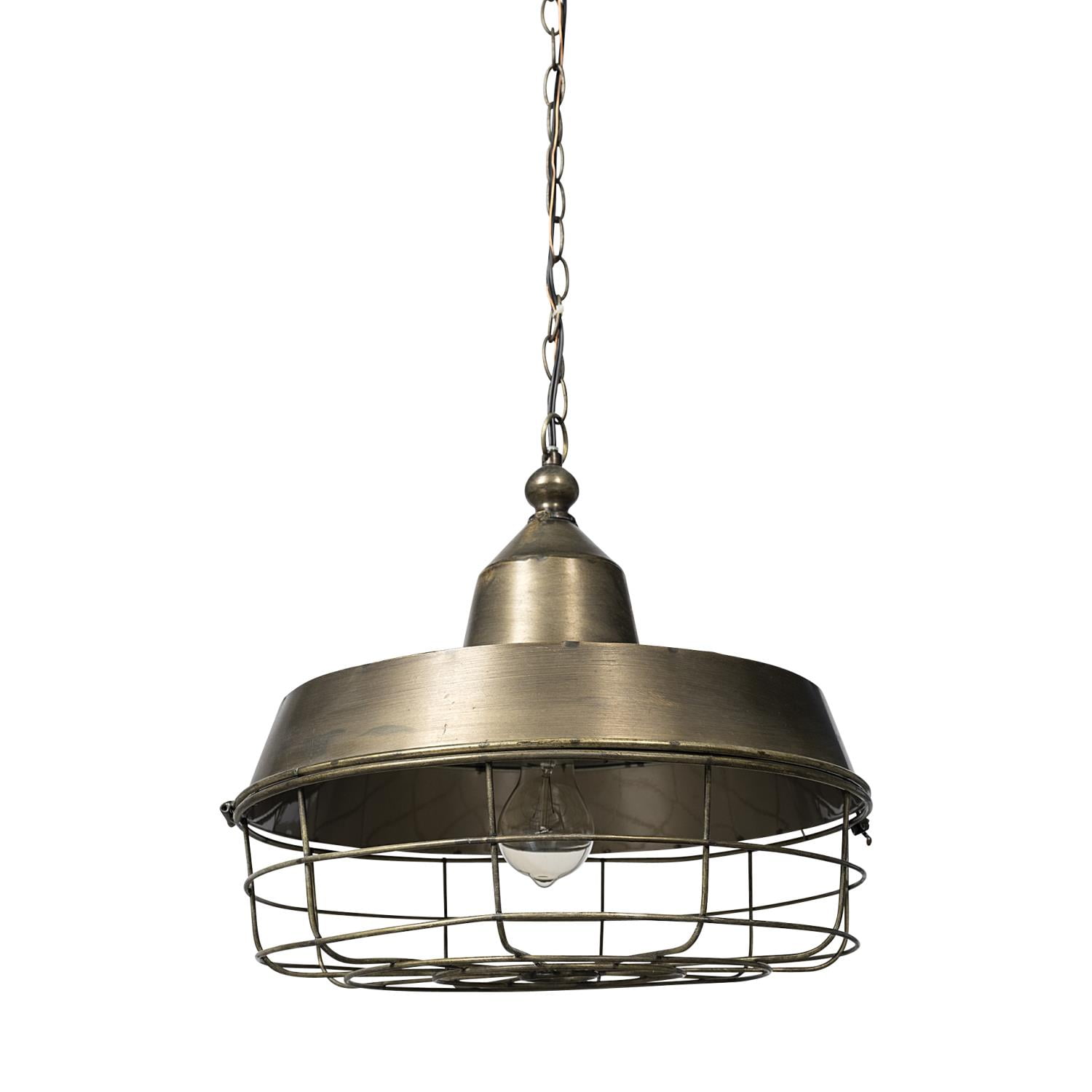 Tahla 14" Gold Metal Cage Drum Pendant Light