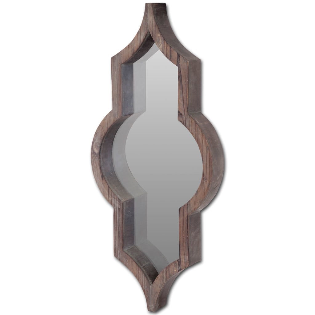 Tamanar Moroccan Inspired Brown Wood Bathroom Vanity Mirror