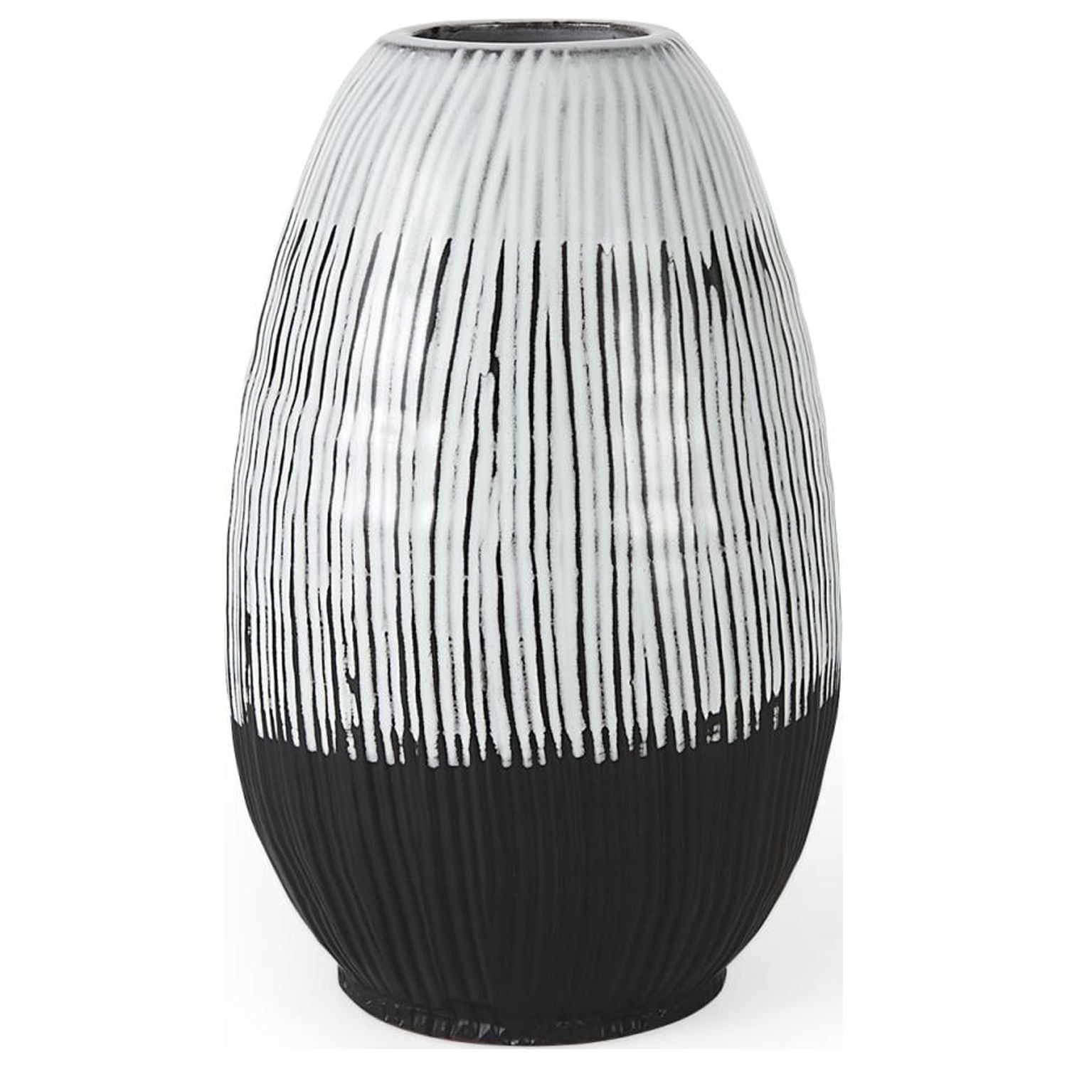Tanami Short Black and White Ceramic Vase, 13" Height