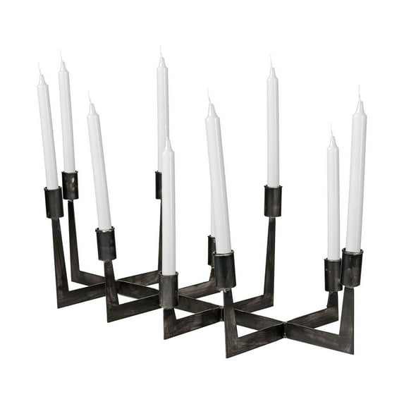 Mercana Tertium Black Metal Ten Candle Table Candle Holder