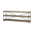 thumbnail image 1 of Trey I 80L x 16W x 30H Brown Wood and Black Iron Console Table (Set of 2), 1 of 7