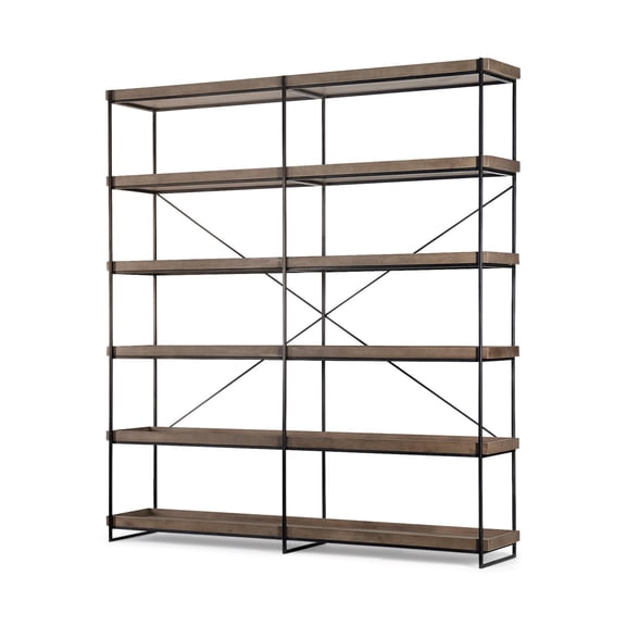 Mercana Trey Iv Medium Brown Wood And Iron Five Tray Shelf Shelving Unit