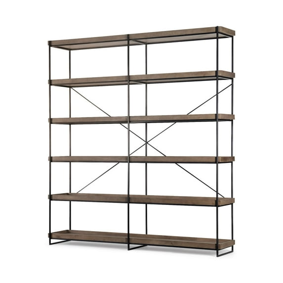 Mercana Trey Iv Medium Brown Wood And Iron Five Tray Shelf Shelving Unit