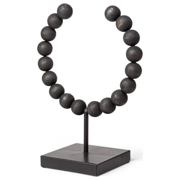 Mercana Tulane I Small Black Beaded Broken Sphere Decorative Object 68682