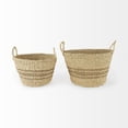 thumbnail image 1 of Mercana Vance Light Brown Palm Leaf And Seagrass Round Basket W/ Handles, 1 of 5