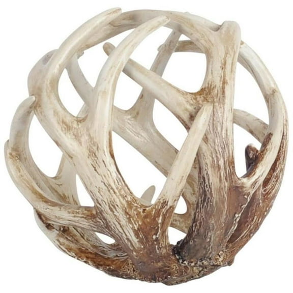 Mercana Ramus II 7" Brown and Tan Resin Horn Shaped Decorative Orb