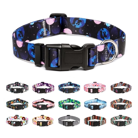 Mercano Adjustable Dog Collar - Special Design Patterns, Soft Nylon Comfortable Sturdy Pet Collar for Small Medium Large Dogs (XS, Night Sky)