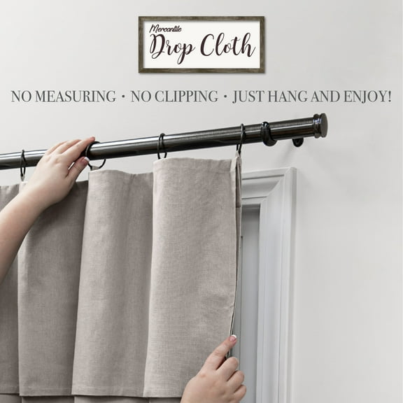 Mercantile Drop Cloth Light Filtering Ring Top Tab Farmhouse Curtain Panel with Valance Wave Blue 95 Inches