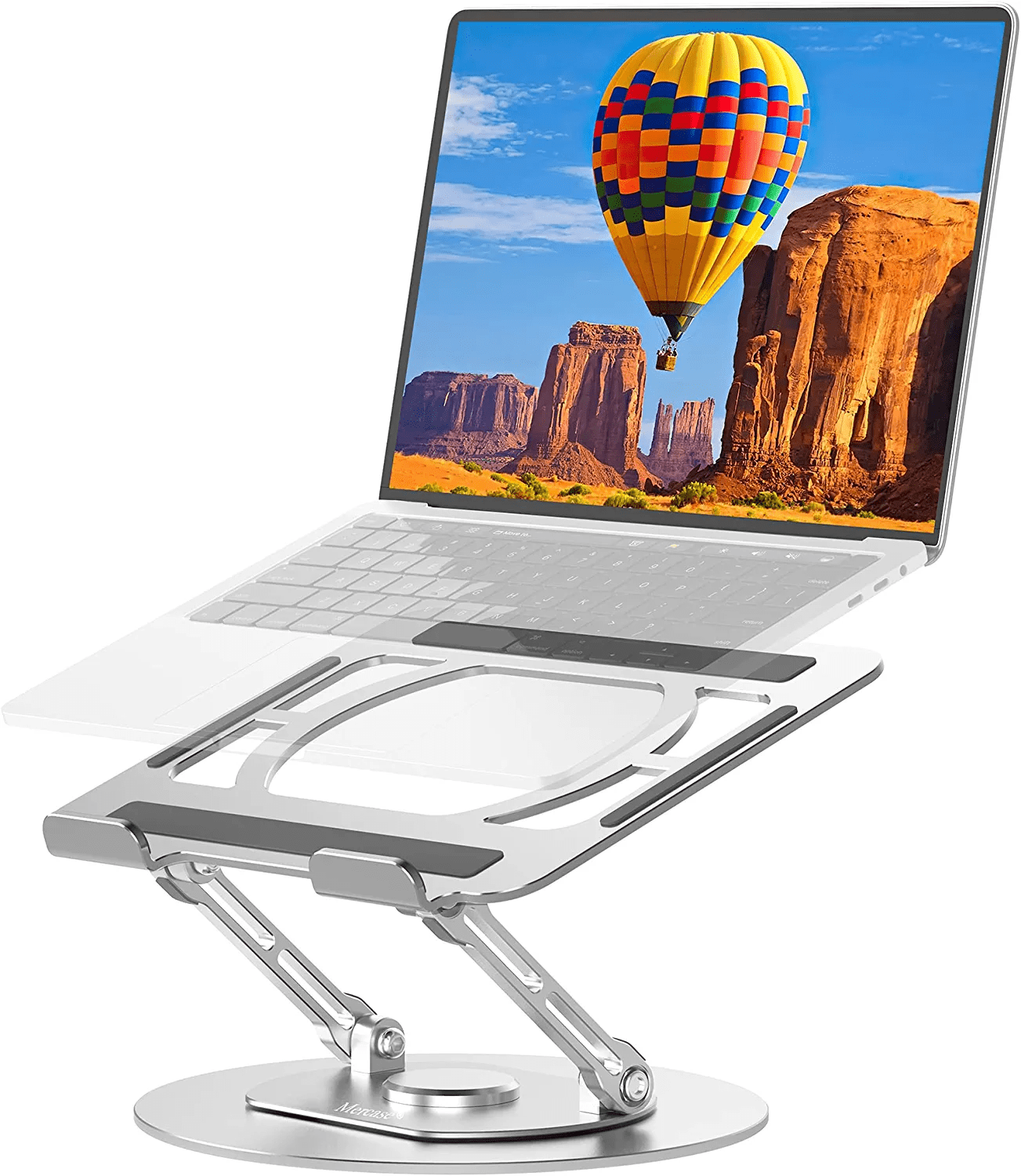 Laptop Stand 360°for Desk Rotating Base, Laptop Riser Adjustable Height, Foldable Portable Aluminum Adjustable Laptop Stand Compatible With Macbook - View #8