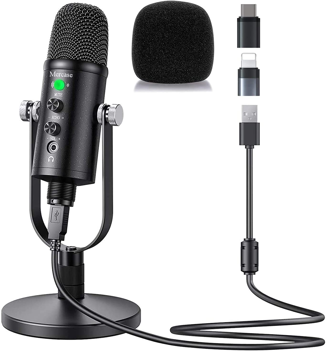EEEkit Condenser USB Computer Microphone with Mute Button, Plug and