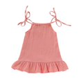 thumbnail image 1 of Mercatoo 0 to 3Y Cotton Dress for Girl Toddler Sleeveless 𝐇𝐚lter Solid Color Linen Pleated Feeling Suitable Dresses, 1 of 6