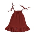 thumbnail image 1 of Mercatoo 0 to 3Y Cotton Dress for Girl Toddler Sleeveless 𝐇𝐚lter Solid Color Linen Pleated Feeling Suitable Dresses, 1 of 6