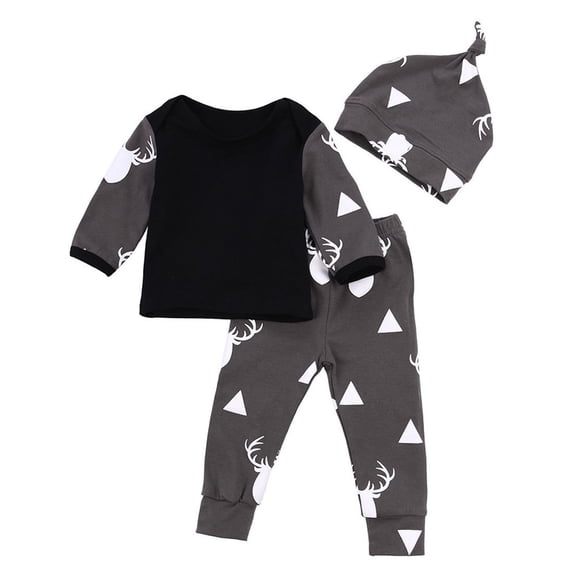 Mercatoo 2 Piece Baby Newborn Sets Clothes T-shirt Pants Tops Boy Outfits Baby Leggings Girl Deer 3pcs Baby Boy Birthday Outfit