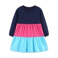 thumbnail image 1 of Mercatoo 2 to 7 Years Girls Long Sleeve 𝐓iered Dress Multi-color Loose 𝐅lowy 𝐑uffle Layer 𝐓iered Pleated Swing Dresses Girls Bridesmaid Dresses, 1 of 6