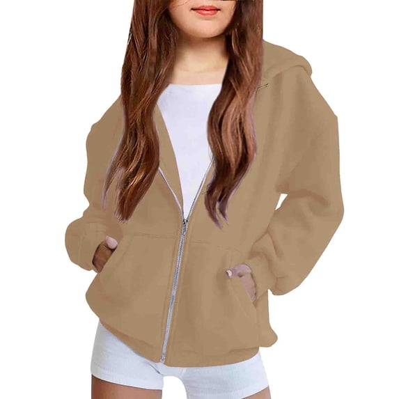 Mercatoo 2025 Cute Ho𝐨dies for Teen Girls Zip Up Oversized Sweatshirts 𝐏reppy Sweaters Long Sleeve Baggy Pullover 𝗬2k Jacket