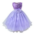 thumbnail image 1 of Mercatoo 3 to 10 Years Girls' Dress Spring/Summer Solid Color Sleeveless Sequins Flower Mesh Dress 𝐏𝐚rty Birthday School Dress, 1 of 3