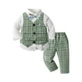 thumbnail image 1 of Mercatoo 4 Pcs Baby Boy Gentleman Suit Long Sleeved Cotton Shirt, Bow Tie, Vest + Pants Set Toddler Boys Gentleman Outfit, 1 of 8