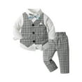 thumbnail image 1 of Mercatoo 4 Pcs Baby Boy Gentleman Suit Long Sleeved Cotton Shirt, Bow Tie, Vest + Pants Set Toddler Boys Gentleman Outfit, 1 of 3
