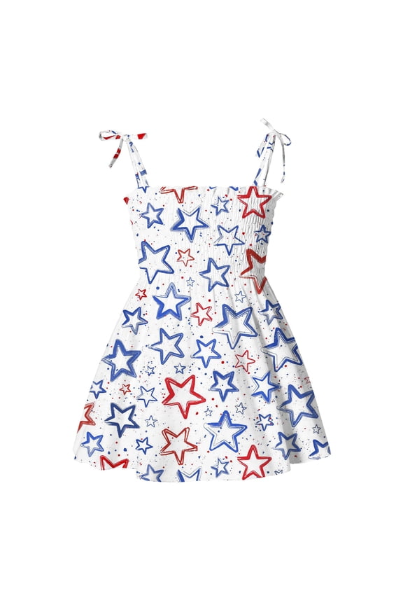 4th Of July Toddler Baby Girls 𝐒mocked Suspender Dresses 𝐒tars Stripe Dress Summer Beach Princess Dress