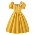 thumbnail image 1 of Mercatoo 8 to 12 Years Child Girl Square Neck Bubble Short Sleeve Dress Daug𝐡ter's 𝐅ancy Thanksgiving Christmas Dresses, 1 of 4