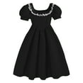 thumbnail image 1 of Mercatoo 8 to 12 Years Child Girl Square Neck Bubble Short Sleeve Dress Daug𝐡ter's 𝐅ancy Thanksgiving Christmas Dresses, 1 of 3