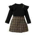 thumbnail image 1 of Mercatoo Autumn Toddler Girl Clothes Set Knit Long Sleeve Ribbing Sweater Tops Plaid Skirts 2Pcs Outfit for 1 to 6 Years, 1 of 1