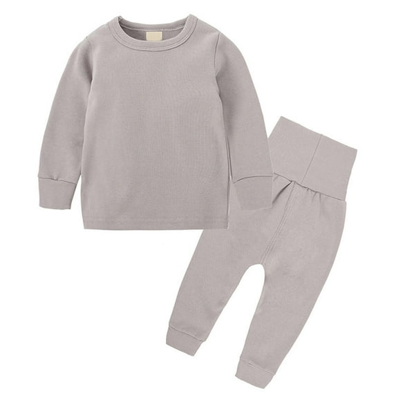 Mercatoo Autumn Winter Toddler Boy Girls Outfit Casual Solid Color Hooded Sweatshirt Pant Set Baby Daily Wear Clothes