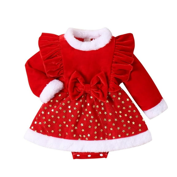 Mercatoo Autumn and Winter New Baby Children's Gold Velvet Spliced 𝐅𝐥eece Hot Stamped Star Dress 𝐇em Girls' Toddler Tulle Dress