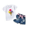 thumbnail image 1 of Mercatoo Baby Birthday Bodysuits Kids Ice Set Outfits Denim Shorts Baby Tops+Ripped Girl Summer Toddler Girls Outfits 1 to 6Y, 1 of 9