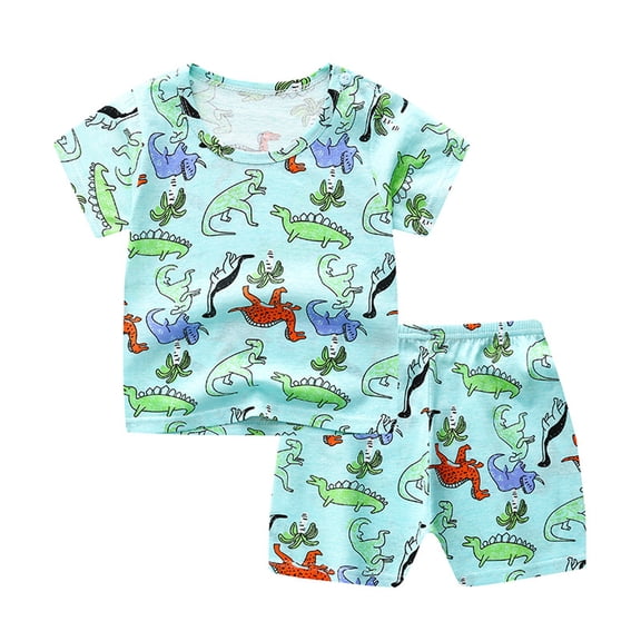 Mercatoo Baby Boy Clothes Toddler Boy Outfits Short Sleeve T-Shirt 𝐂artoon Print Tops Elastic Shorts Set Cute Summer Clothes Set