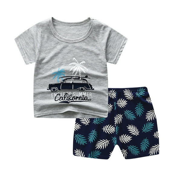 Mercatoo Baby Boy Clothes Toddler Boy Outfits Short Sleeve T-Shirt 𝐂artoon Print Tops Elastic Shorts Set Cute Summer Clothes Set